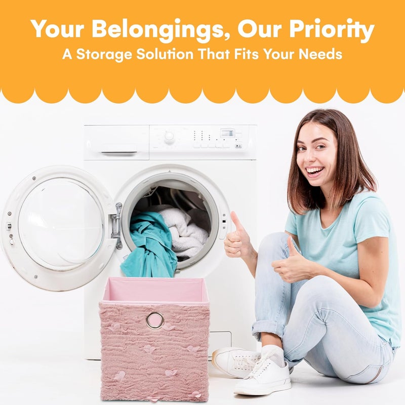 Noa Store Set of 2 Pink Toy Box for Girls - 130 Liters Large Toy Storage with Removable Dividers for Easy Sorting - Stylish Textile Toy Bins and Chests - Ideal for Playroom Bedroom Living Room - Image 4